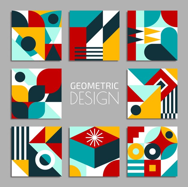 Patrones de azulejos geométricos modernos abstractos de la Bauhaus