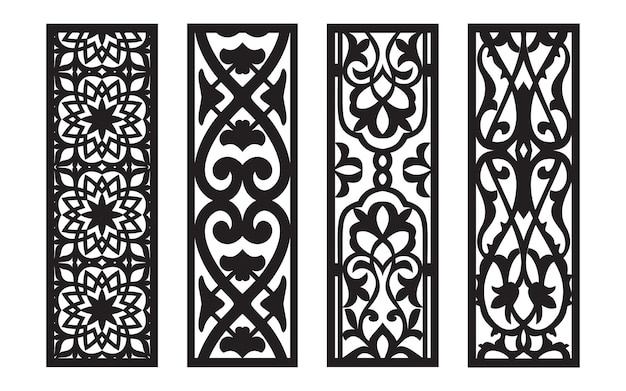 Patrones en blanco y negro con motivos islámicos y geométricos para cnc y corte por láser