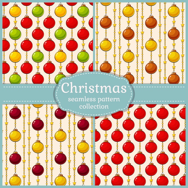 Patrones con bolas de navidad. Sin costura s. conjunto.