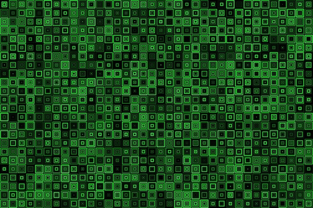 Patrones brillantes de cuadrados verdes con fondo abstracto
