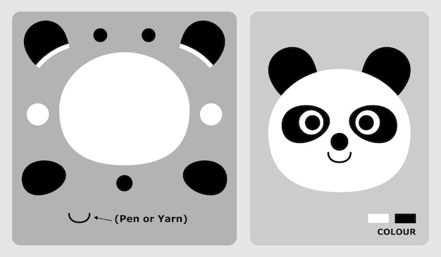 Patrones de cabeza de panda para el fieltro de patchwork de aplicación y artesanías de papel en patrones de rompecabezas de corte y pegado