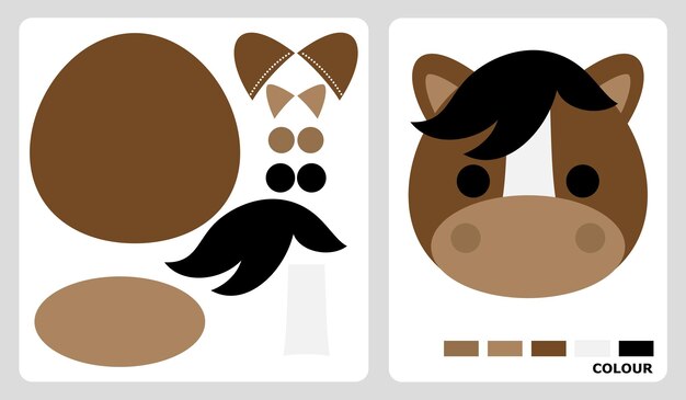 Patrones de cabezas de caballos para patchwork de aplicación y artesanías de papel en patrones de rompecabezas de corte y pegado