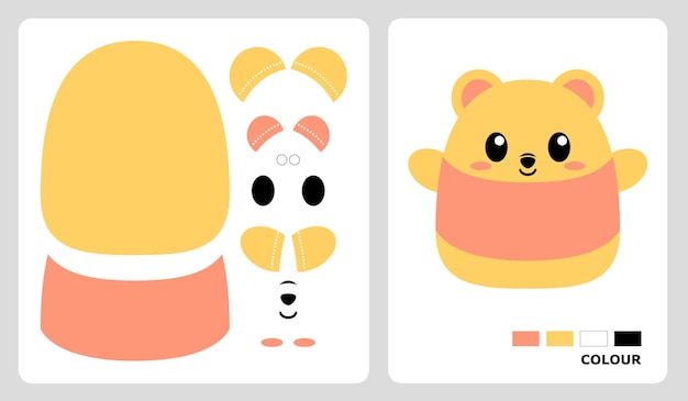 Los patrones de camiseta de oso para patchwork de aplicación y artesanías de papel en el patrón de rompecabezas de corte y pegado