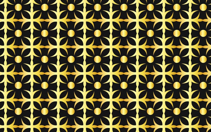 Vector patrones sin costura florales ornamentales de gradiente dorado