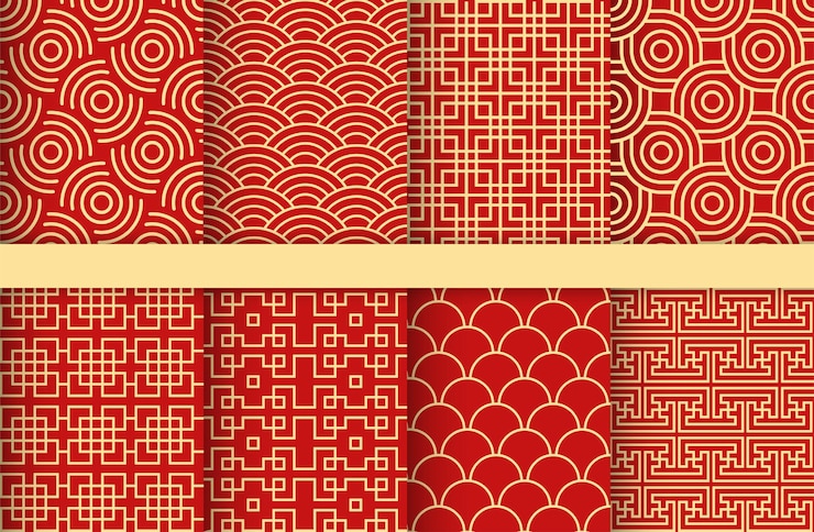 Vector patrones sin costuras chinos establecidos fondo ornamental chino vector de diseño asiático tradicional