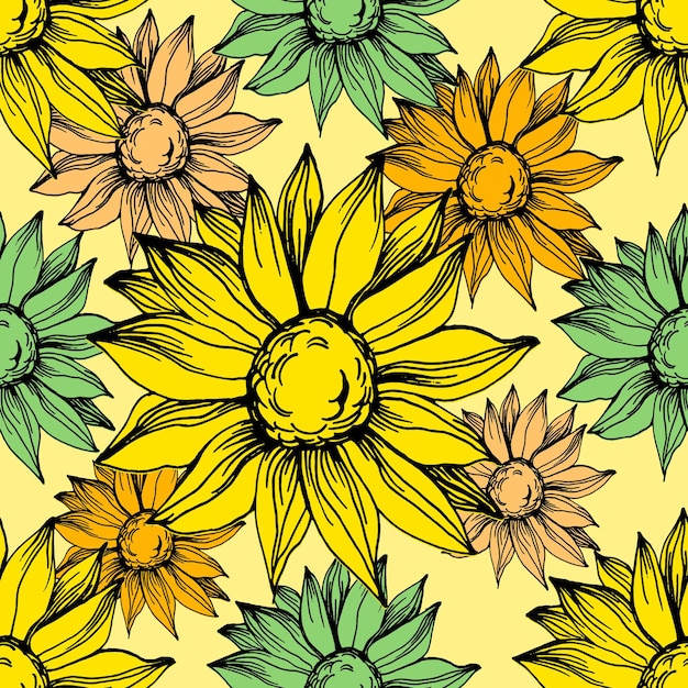 Patrones sin costuras de girasol
