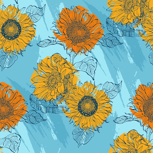 Patrones sin costuras de girasol