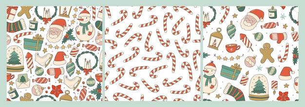 Patrones sin costuras de guardería de Navidad con dibujos bonitos para papel de embalaje de regalos impresos textiles