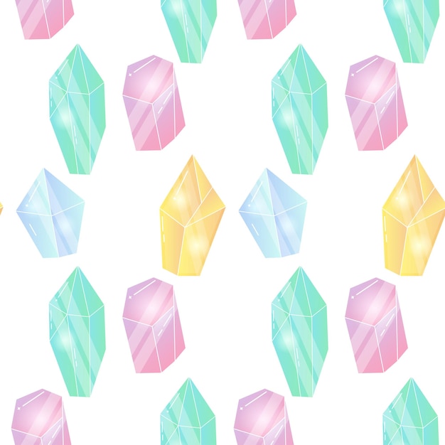 patrones sin costuras magia cristales brillantes ilustración vectorial
