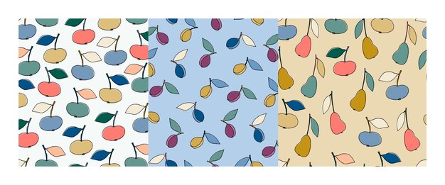 Patrones sin costuras con manzanas para el diseño de superficies carteles ilustraciones alimentos saludables tema de veganismo