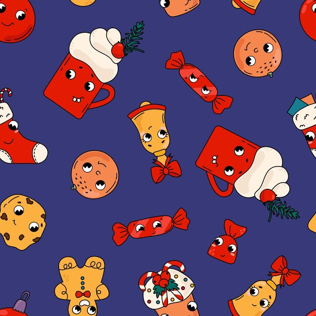 Patrones sin costuras Navidad en estilo retro Diseño para embalaje de papel tapiz textil