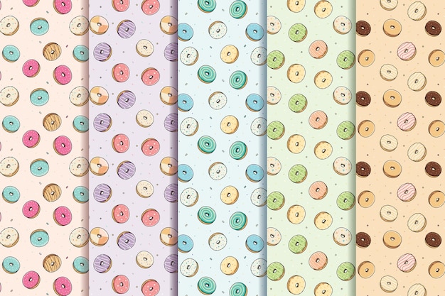 Vector patrones de donas de colores