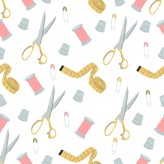 Patrones e hilos Diseñador de moda modista costurera taller de costura o cursos concepto de sastrería Ilustración vectorial para sitio web de publicidad de banner