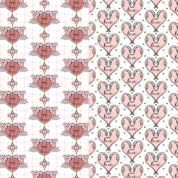 Patrones elegantes con corazones