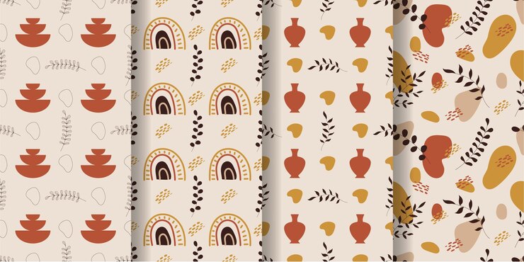 Vector patrones estéticos patrones boho conjunto de patrones sin fisuras en estilo boho y estético