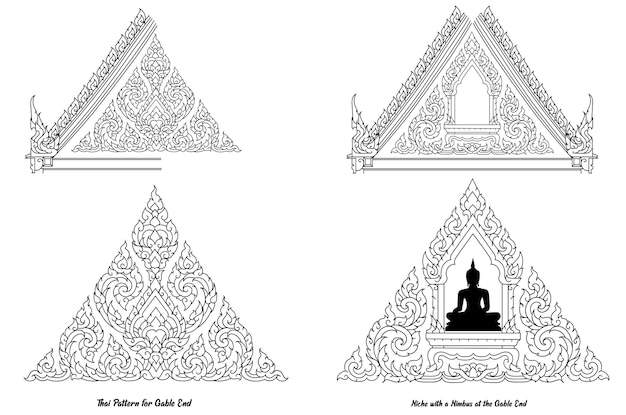 Vector patrones de estuco que acompañan al vector de estilo del templo.