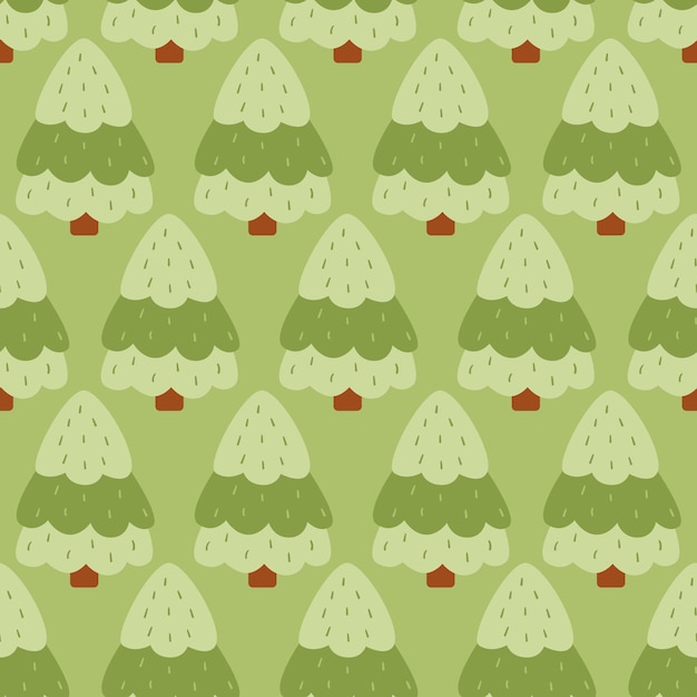 Patrones sin fisuras con árboles de Navidad de doodle