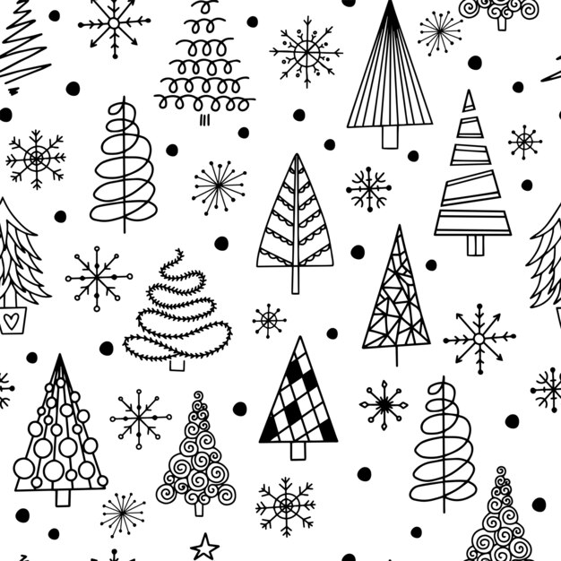 Patrones sin fisuras con árboles de Navidad.
