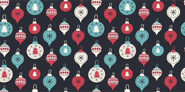 Patrones sin fisuras con bolas de Navidad.