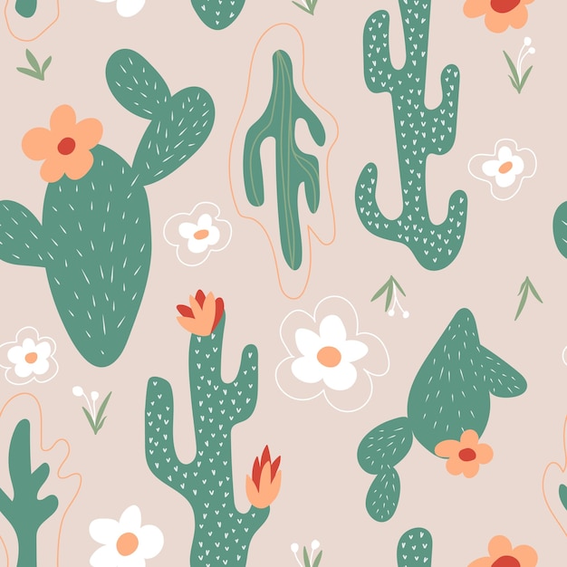 Patrones sin fisuras con cactus