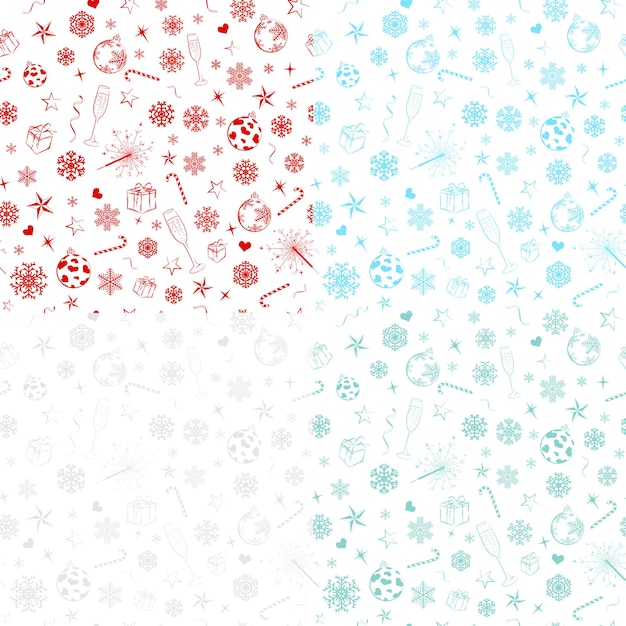 Vector patrones sin fisuras con copos de nieve y símbolos navideños