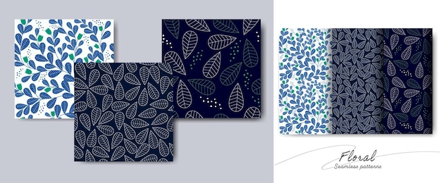 Patrones sin fisuras dibujados a mano en estilo floral utilizados para fondo de impresión textil de tela y papel tapiz decorativo