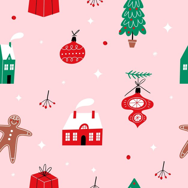 patrones sin fisuras con elementos de navidad