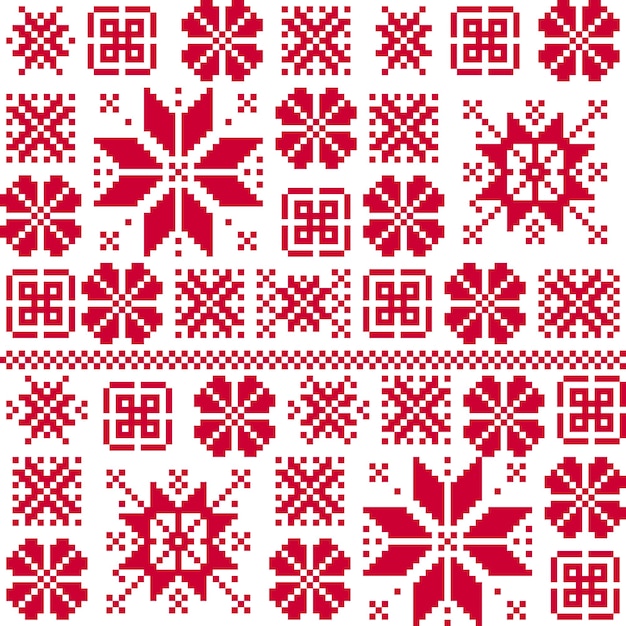 Patrones sin fisuras finlandeses Estampado navideño rojo para ropa