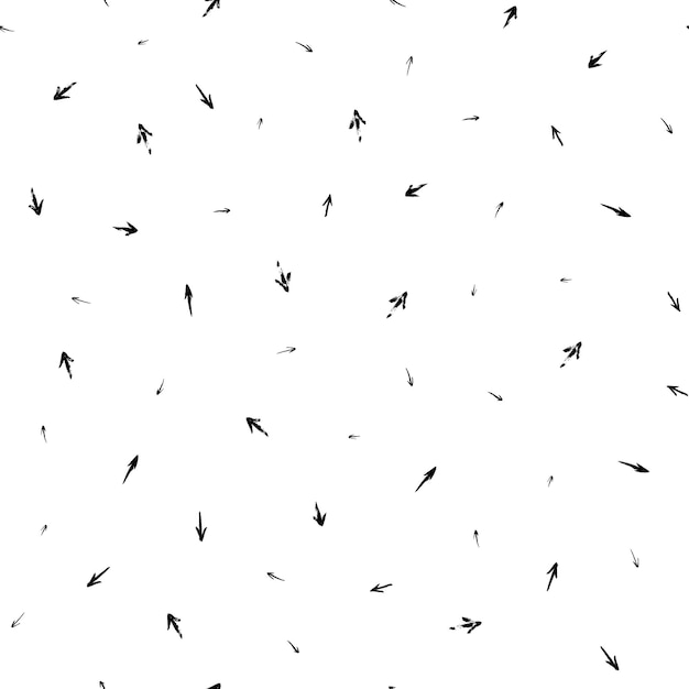 Patrones sin fisuras con flechas. Pinceladas al azar en blanco y negro. Elemento de diseño gráfico geométrico. Álbum de recortes, portada de libro, papel tapiz, póster, volante. Fondo de formas dibujadas a mano. Ilustración vectorial