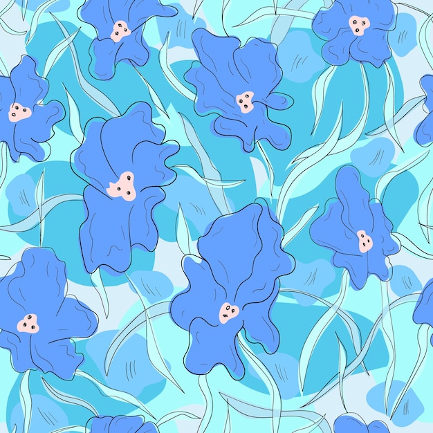 patrones sin fisuras con flores abstractas y hojas
