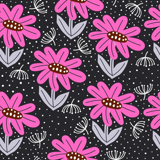 Patrones sin fisuras con flores de dibujos animados