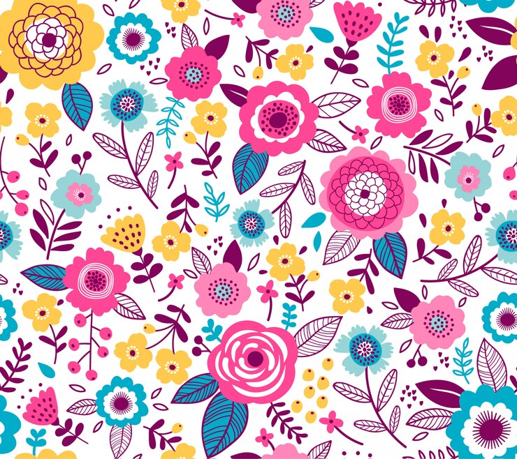 Vector patrones sin fisuras con flores para el diseño. pequeñas flores multicolores de colores. blanco fondo floral moderno.