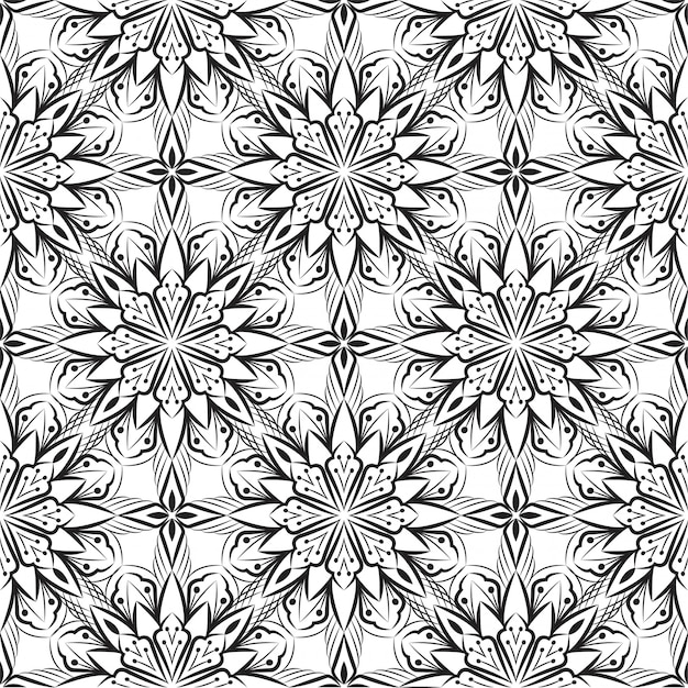 Patrones sin fisuras con flores, estilo oriental, mandala