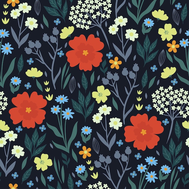 Patrones sin fisuras con flores y hojas
