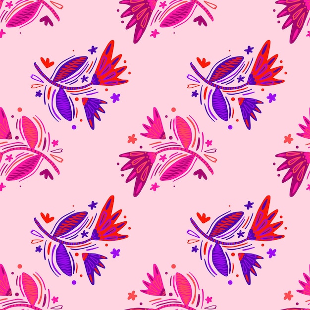 Patrones sin fisuras con flores y hojas