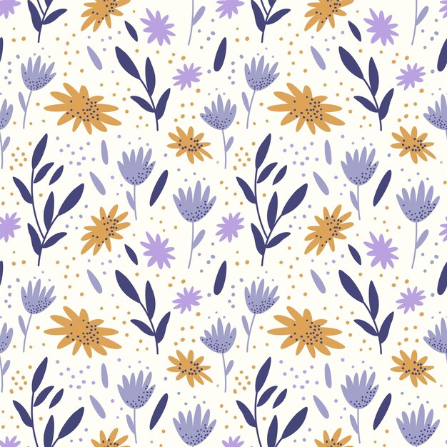 Patrones sin fisuras con flores y plantas abstractas