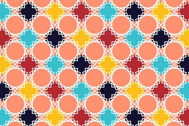 Patrones sin fisuras en formas de motivos de inspiración islámica con colores retro vintage en vector premium