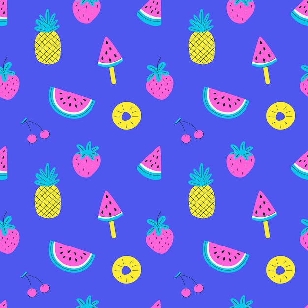 Patrones sin fisuras con frutas de verano