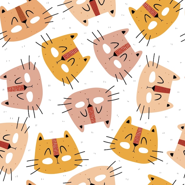 Vector patrones sin fisuras con gatos de dibujos animados