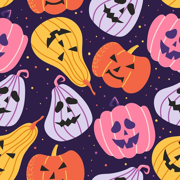 Patrones sin fisuras de Halloween con calabaza