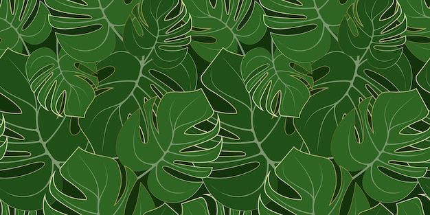 Patrones sin fisuras con hojas de monstera