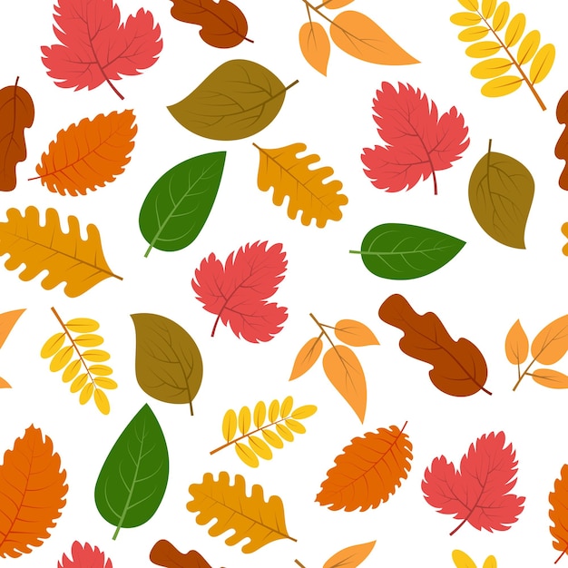 Patrones sin fisuras con hojas de otoño. Ilustración vectorial.