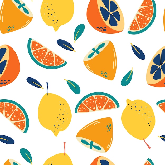 Patrones sin fisuras con limones. Fondo abstracto de cítricos. Rodajas frescas y fondo de limones enteros.