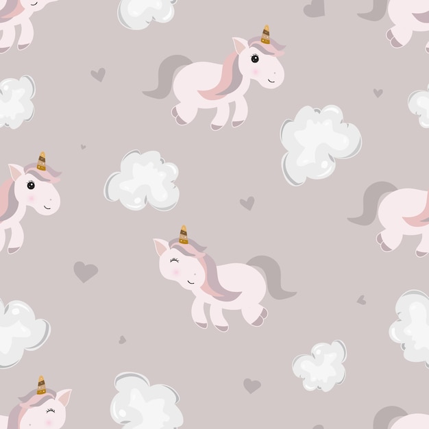 Patrones sin fisuras con lindo unicornio en color pastel