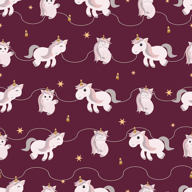 patrones sin fisuras con lindo unicornio en color pastel