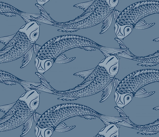 Patrones sin fisuras con mano dibujado peces Koi