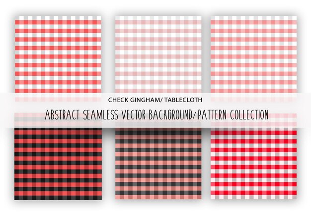 Patrones sin fisuras de mantel. compruebe las texturas de la guinga. conjunto de fondos vichy. estampados de picnic a cuadros.