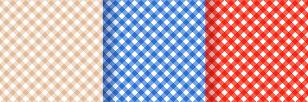 Patrones sin fisuras de mantel. Texturas de cuadros vichy. Establecer fondos vichy. Estampados de picnic a cuadros. Fondos de pantalla retro pastel
