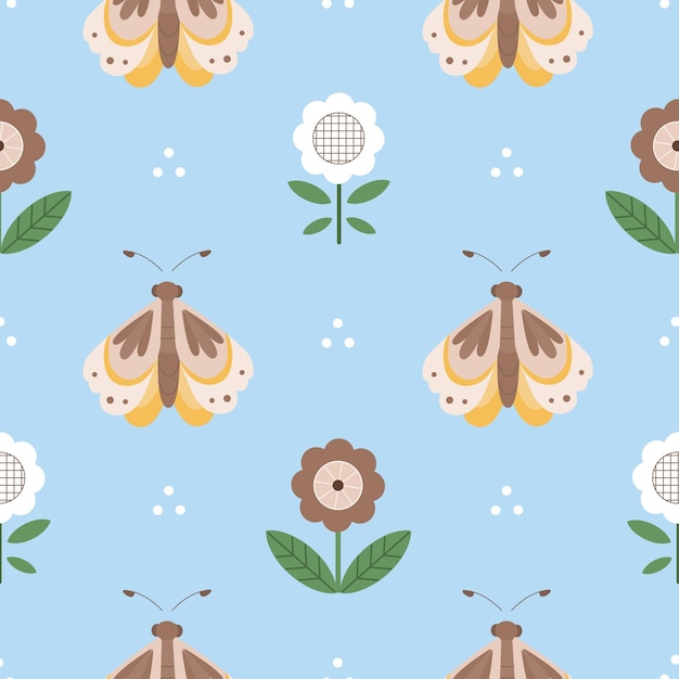 Vector patrones sin fisuras con mariposas y flores populares. ideal para tela, textil. ilustración vectorial