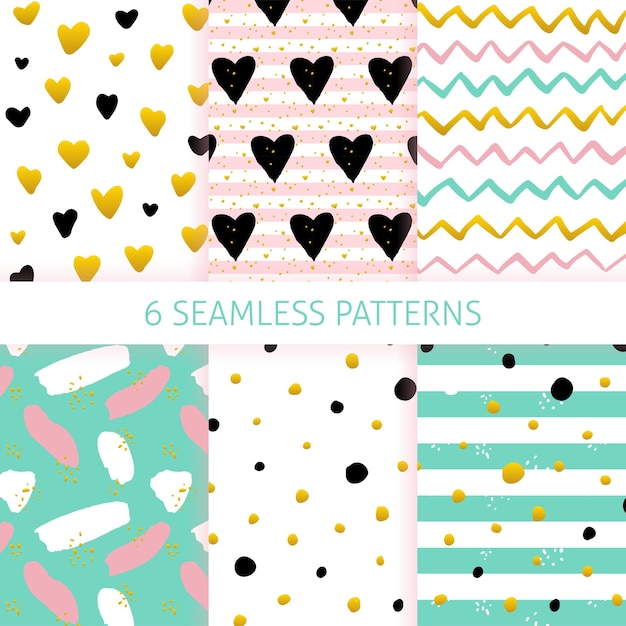 Patrones sin fisuras de moda del día de la madre. Ilustración vectorial de Funky Tileable Background Set.
